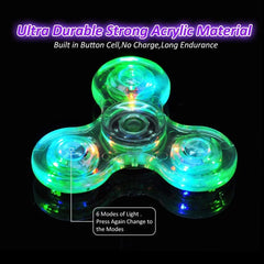 Crystal Luminous LED light Fidget Spinner Hand Top Spinners Glow in Dark EDC Stress Relief Toys Kinetic Gyroscope for Children