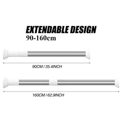 Telescoping Metal Shower Curtain Pole Tension Curtain Rod Tension Curtain Rod Bathroom Accessories(110-200/90-160cm)