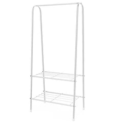 Double Rail Standing Clothes Rack Clothes Rail Shoes Rack Storage Shelf Wall Clothes Rack for Wardrobe Room Bedroom Living Room