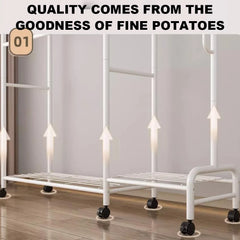 Clothing Rail Coat Rack Movable Multi-Rail Clothes Shelf Floor-Standing Clothes Hanger Bedroom Clothes Rack Stand