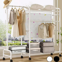 Clothing Rail Coat Rack Movable Multi-Rail Clothes Shelf Floor-Standing Clothes Hanger Bedroom Clothes Rack Stand