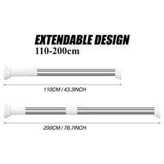 Telescoping Metal Shower Curtain Pole Tension Curtain Rod Tension Curtain Rod Bathroom Accessories(110-200/90-160cm)