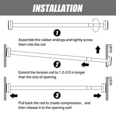 Telescoping Metal Shower Curtain Pole Tension Curtain Rod Tension Curtain Rod Bathroom Accessories(110-200/90-160cm)