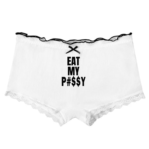 Women Lace Boyshorts Sexy Letters PUSSY Lips Underpants Low Rise Panties Ladies Fashion Lace Underwear Girls Panty Intimates