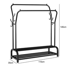 Double Rail Standing Clothes Rack Clothes Rail Shoes Rack Storage Shelf Wall Clothes Rack for Wardrobe Room Bedroom Living Room