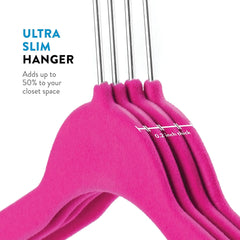 ZOBER Velvet Hangers 50 Pack - Heavy Duty Pink Hangers for Coats, Pants & Dress Clothes - Non Slip Clothes