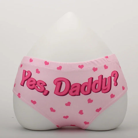 Yes Daddy Cute Cartoon Pink Print Women Underwear Panties Love Pattern Sexy Hip-Lifting Thong Student Briefs Erotic Lingerie