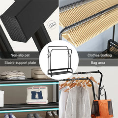 Double Rail Standing Clothes Rack Clothes Rail Shoes Rack Storage Shelf Wall Clothes Rack for Wardrobe Room Bedroom Living Room