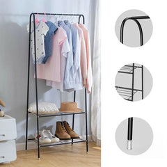 Double Rail Standing Clothes Rack Clothes Rail Shoes Rack Storage Shelf Wall Clothes Rack for Wardrobe Room Bedroom Living Room