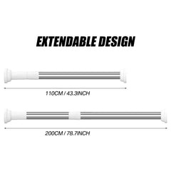 Telescoping Metal Shower Curtain Pole Tension Curtain Rod Tension Curtain Rod Bathroom Accessories(110-200/90-160cm)