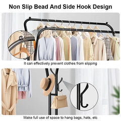 Double Rail Standing Clothes Rack Clothes Rail Shoes Rack Storage Shelf Wall Clothes Rack for Wardrobe Room Bedroom Living Room