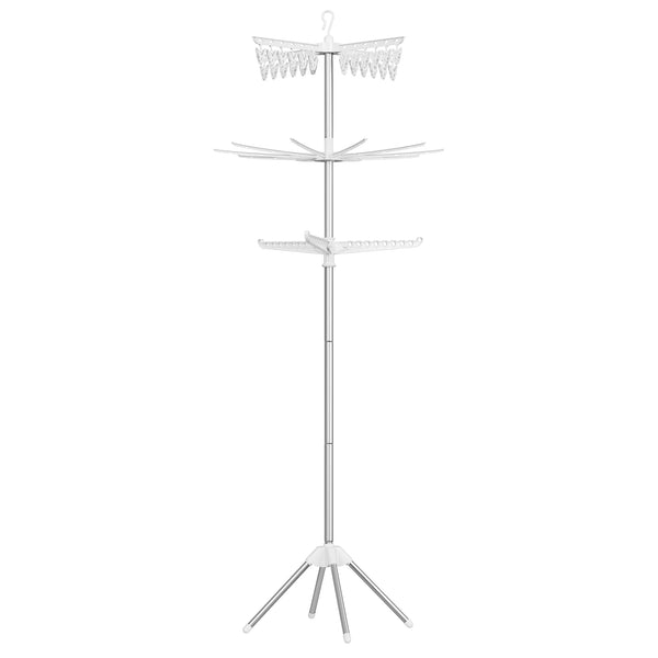 SONGMICS Clothes Airer, Clothes Drying Rack with 11 Rotatable Arms for Hangers, 4-Leg Indoor Folding Laundry Rack